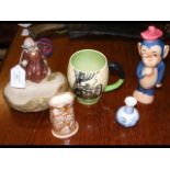 Goebel monkey, Carlton ware tankard, etc.