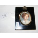 Oval miniature portrait of lady - 6cm