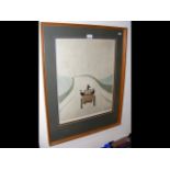 L S LOWRY - a print of "The Cart" - signed in penc