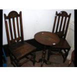 Pair of country slat back chairs, together with a