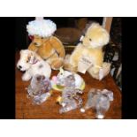 Two Merrythought collectable bears, Steiff dog, Ro