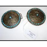 Decorative silver and turquoise mounted buckle