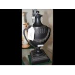 An early black basalt lidded two handled urn - 2