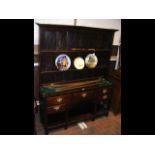 Georgian oak cottage dresser with plate rack over