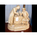 An antique parian ware figural group "Say When" wi