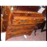 An antique style campaign chest, sunken brass hand