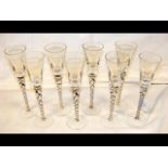 A set of eight antique style air twist wine glasse