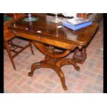 William IV rosewood fold-over games table with shaped un