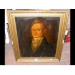 Antique oil on canvas portrait of gentleman - 52cm