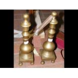 Pair of antique 29cm high brass doorstops