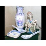 Japanese Kakiemon style porcelain figure, together