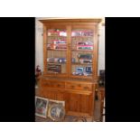 Antique pine dresser with glazed section over