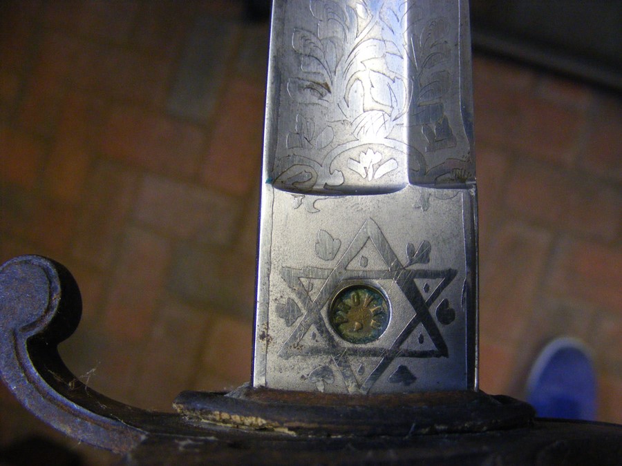 An old Officer's sword with engraved blade and met - Image 5 of 12