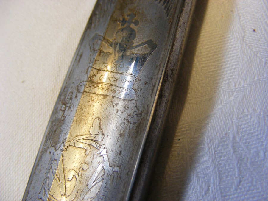 An old Officer's sword with engraved blade and met - Image 6 of 12