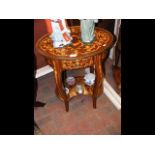 A two tier French style marquetry occasional table