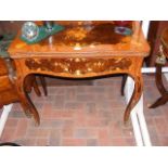 French style fold-over games table with marquetry