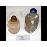 Pudding stone Chinese snuff bottle, together with