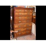 A Georgian mahogany chest on chest - 107cm wide x