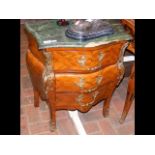 A French style three drawer commode with green mar