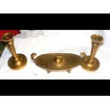 A three piece gilt French desk set with central in