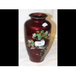 Good quality antique cloisonne vase, depicting bir