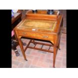 Edwardian lady's writing desk with brown leather t