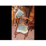 Interesting carved antique armchair, having carved