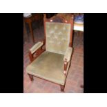 Edwardian easy chair with button backrest
