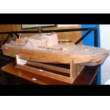 A part finished model - Naval Gunboat - 130cm long