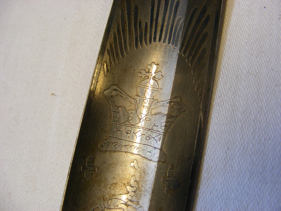 An old Officer's sword with engraved blade and met - Image 7 of 12