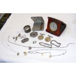 A cigarette case, medals, silver jewellery, etc.