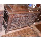Antique carved oak coffer