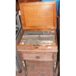 An old oak Artist's table with fitted metal interi