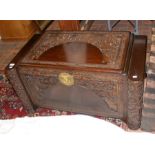 Carved camphorwood chest in the oriental style