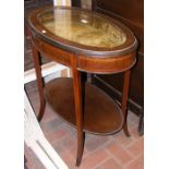 An oval display cabinet