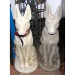 A pair of 78cm high cast concrete garden dog statu