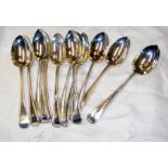 The matching set of twelve silver serving spoons -
