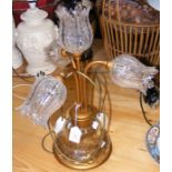 A four stem cut glass table lamp - 44cm high