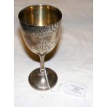 A silver wine goblet - 14cm high