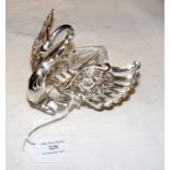 A silver and cut glass Swan trinket pot