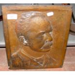 An old bronze relief work plaque - monogrammed and