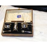 Silver condiment set in presentation case