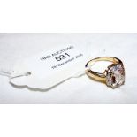 A morganite and diamond ring in 9ct gold setting