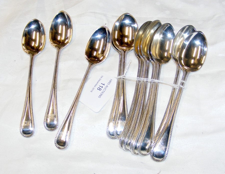 The matching set of twelve silver teaspoons - 13oz