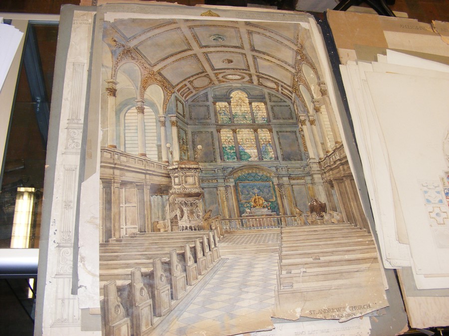 Interesting folio of original Architect's painting - Image 2 of 10