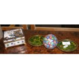 A cloisonne box, pin dish, etc.