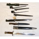 Five bayonets with scabbards
