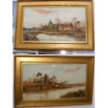 E SHERRIN - a pair of watercolours - rural cottage