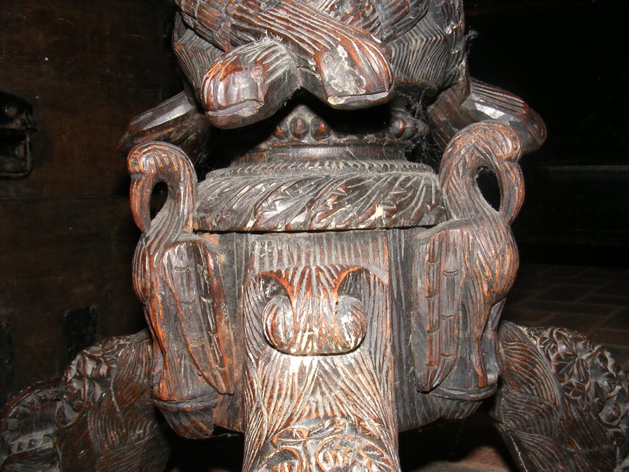 A heavily carved Anglo Indian tilt-top table with - Image 9 of 14