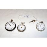 Three silver cased pocket watches